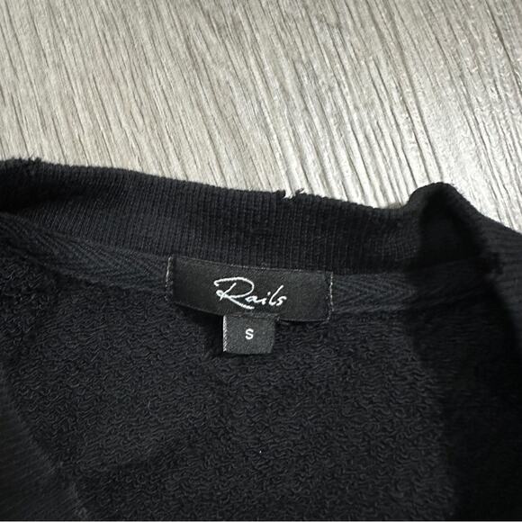 Rails Black Marlo Flocked Hearts and Stars Side Zipper Sweater Size S - Picture 5 of 9